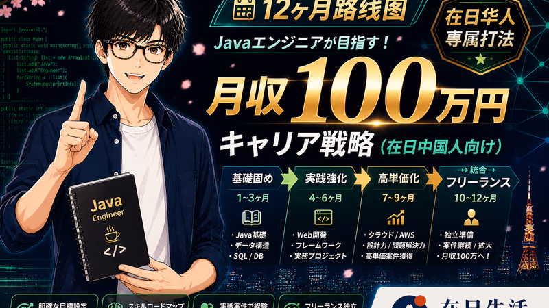 【2026年完整指南】Java工程师月収100万円生存战略：6个月路线图×在日华人专属打法