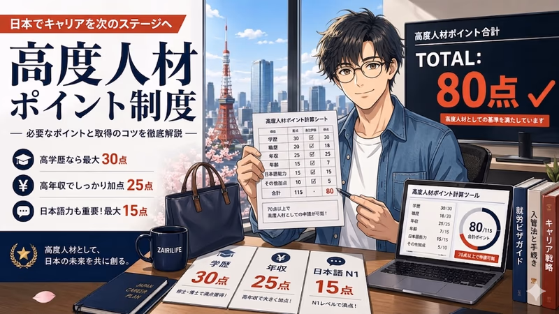 【2026年完整版】高度专门职积分怎么算：J-Skip新制度・中国人特有论点・80点案例全解析