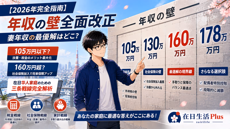 【2026年完整指南】年収の壁全面改正：妻年収最优解是「105万円以下」还是「160万円超」——在日华人家庭三条战线完全解析